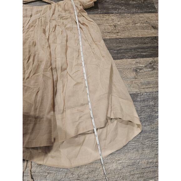 Free people Marina Mini Dress Beige womens small puff sleeve open tie back ** - Picture 7 of 9